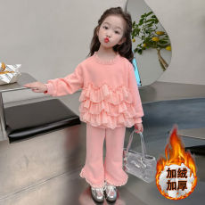 批发女童小香风卫衣套装秋季2025新款儿童洋气时髦秋款加绒秋装两件套