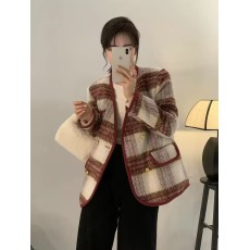 批发小香风加羽绒内胆外套女冬装<b class='q'>欧洲</b>站欧货潮毛呢洋气格子西装羽绒服