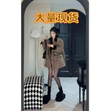 批发复古小香风粗花呢高级感外套女宽松女装上衣2024秋冬时尚外套