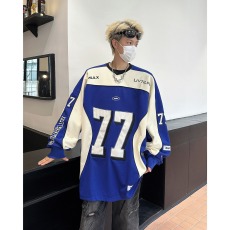 批发美式重磅硬挺机车服卫衣男春秋撞色拼接无帽衫cleanfit赛车服外套