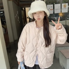 批发实拍实价~ 设计感短款菱格小个子韩版外套白鸭绒花边轻薄羽绒服女