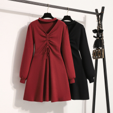 批发实拍大码女装2025冬新款留洋千金针织连衣裙气质内搭宴会A字裙子