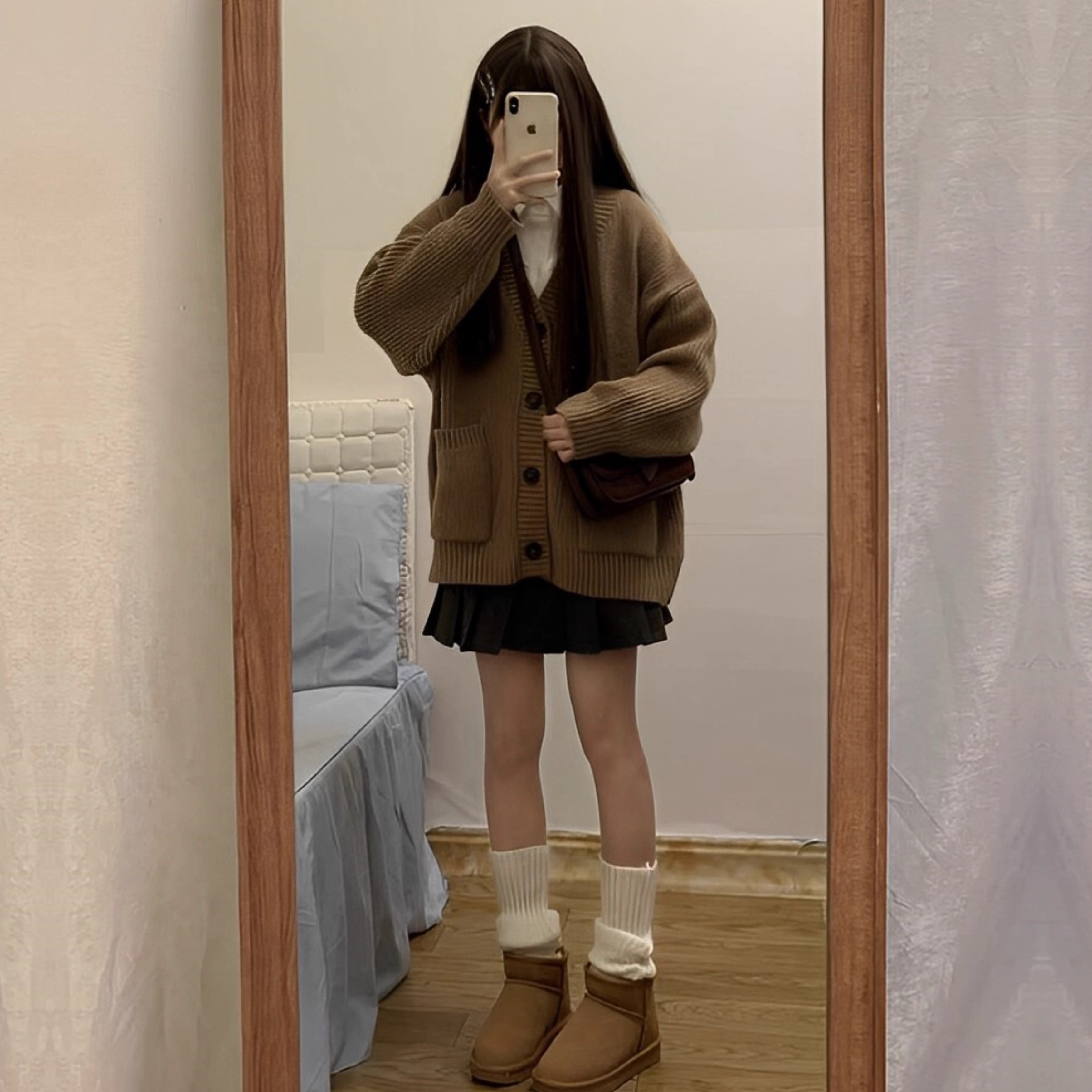 秋冬季jk制服毛衣女日系学院风复古针织开衫v领长袖上衣宽松外套