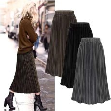 批发金丝绒百褶裙高腰垂感半身裙秋冬女中长裙a字裙显瘦伞裙2025新款