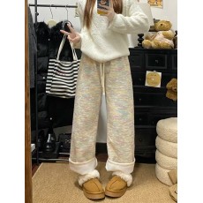 批发实拍 彩虹点点针织裤<b class='q'>婴儿</b>绒短貂加绒加厚垂感直筒裤