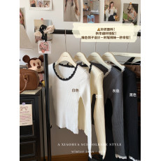 批发实价实拍秋冬季温柔风修身内搭<b class='q'>针织衫</b>长袖白色打底毛衣百搭上衣女