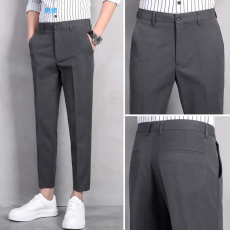 批发小西裤男士商务九分西装裤春<b class='q'>秋</b>新款正装纯色直筒休闲长裤子男款