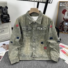 批发美式街头黄泥做旧水洗牛仔外套男<b class='q'>嘻哈</b>宽松潮流情侣夹克