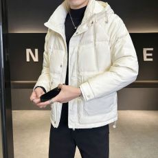 批发实拍2024冬季潮牌连帽羽绒服男百搭加厚白鸭绒保暖外套冬装