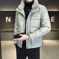 批发实拍2024冬季潮牌羽绒服男百搭双层领保暖毛领加厚白鸭绒羽绒外套