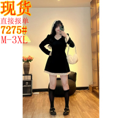 批发心动爱丽丝微胖mm小香风蕾丝连帽连衣裙显瘦小黑裙<b class='q'>秋</b>
