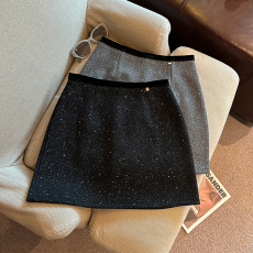 批发实拍 高级感灰色细闪<b class='q'>半身裙</b>女秋冬季洋气别致小个子包臀<b class='q'>裙</b>短<b class='q'>裙</b>子
