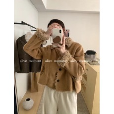 批发秋冬森系淑女羊羔毛内里翻领皮绒<b class='q'>外套</b>+斜挎包包两件套装女