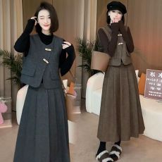 批发韩版时尚洋气高级感套装大码2025冬季胖mm新款小众气质百搭三件套