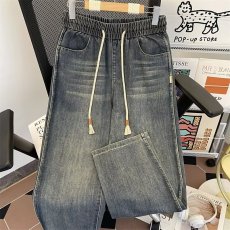 批发牛仔裤男士秋冬季新款宽松直筒时尚潮流加绒休闲长裤子男