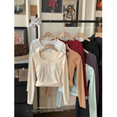 批发实拍实价不减冬季圆领正肩长袖<b class='q'>T</b><b class='q'>恤</b>女磨毛带胸垫内搭修身打底上衣