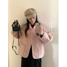 批发温柔风减龄设计感娃娃领夹棉毛呢外套小个子百搭<b class='q'>显瘦</b>上衣女