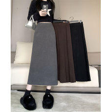 批发安迪绒加厚高腰A字裙女大码胖mm梨形身材显瘦针织半身裙中长裙子