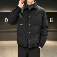 批发衬衫领羽绒外套国标线羽绒服外套跨境户外工装上衣