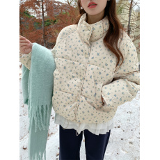 批发实拍实价～冬季韩系小碎花短款羽绒棉服立领加厚棉服学生外套女