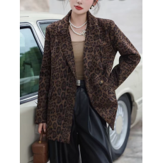 批发2024秋季高级感豹纹西服女高级感复古<b class='q'>街头</b>宽松韩版西装外套小西服
