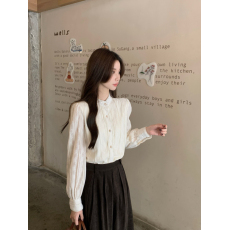 批发实拍实价花边立领加绒内衬蕾丝<b class='q'>衬衫女</b>设计感气质内搭打底小衫上衣