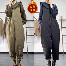 批发2025冬韩系简约小清新甜美风连体裤百搭潮酷有<b class='q'>范</b>保暖菱格哈伦裤女