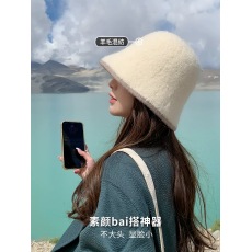 批发毛绒渔夫帽女秋冬2024新款休闲百搭水桶帽显脸小冬季毛茸茸帽子