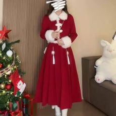 批发龙凤呢+拉链年红色喜庆套装新年新款战袍礼服秋<b class='q'>冬</b>连衣裙