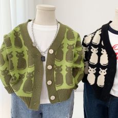 批发慵懒风纯色<b class='q'>开衫</b><b class='q'>男童</b>潮<b class='q'>流</b>薄款毛衣外套超火港风ins学生百搭宽松