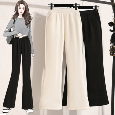 批发实拍修身微喇裤女2026新款春款款高腰显瘦喇叭裤女大码拖地裤女