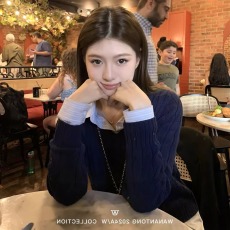 批发学院风麻花V领毛衣女秋冬慵懒风宽松<b class='q'>百搭</b>套头内搭针织衫上衣外套