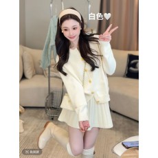 批发樱花文文私服 <b class='q'>小香</b>风<b class='q'>套装</b>针织开衫配长短裙两件套