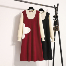 批发实拍大码女装2025<b class='q'>冬</b>季新款针织连衣裙韩版简约显瘦时尚套头中长裙