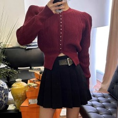 批发圣诞红过年红小香风长袖针织开衫毛衣秋冬季今年流行漂亮上衣