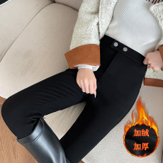 批发8892#黑色高腰弹力<b class='q'>打底裤</b>女秋冬外穿加绒保暖修身显瘦铅笔小脚裤