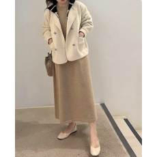 批发<b class='q'>韩国</b><b class='q'>代购</b>女装秋冬时尚条纹连帽双排扣假两件宽松短外套