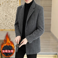 批发2024毛呢大衣男士西服秋冬新款西装立领短款呢子厚外套商务休闲潮