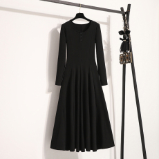 批发实拍大码女装2025秋冬<b class='q'>春</b>中长款针织裙子打底气质大摆裙内搭连衣裙