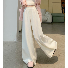 批发天猫抖音质量针织阔腿裤女秋冬款高腰垂感大裤脚宽松慵懒风休闲