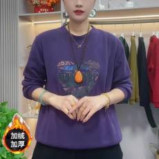 批发冬季新款加绒加厚爱心印花<b class='q'>卫衣</b>半高领洋气字母减龄简约长袖上衣女