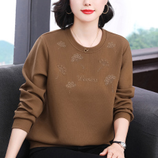 批发2026春新款<b class='q'>妈妈装</b>长袖高级感卫衣小众设计宽松刺绣拼接上衣女士