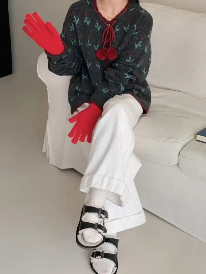 스트링 볼 디테일 니트 카디건 상세 이미지 4
