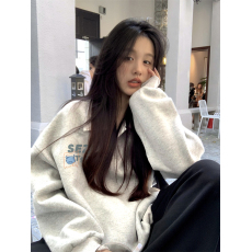 批发250克大卫衣秋冬季加绒polo领卫衣女宽松韩版小众上衣半拉链外套