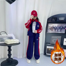 批发女童加绒套装2025秋冬新款<b class='q'>儿童</b>韩版洋气上衣大童运动休闲裤冬装潮