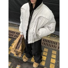 批发刺绣原版面料 冬季解构弧形小众飞行服夹克男女宽松加厚棒球棉服