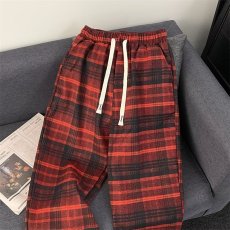 批发裤子冬季加绒加厚新款羊羔绒格子裤女高腰保暖休闲裤子高个子长裤