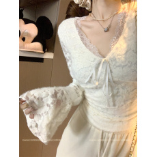 实拍实价 秋冬磨毛加厚蕾丝花边内搭打底上衣