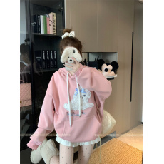 批发<b class='q'>实拍</b>实价 秋冬新款爆款加绒加厚连帽套头卫衣外套女