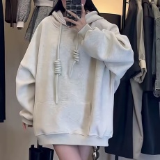 批发连帽加绒加厚<b class='q'>卫衣</b>女秋冬2024新款爆款大码银狐绒长袖<b class='q'>婴儿</b>绒潮上衣